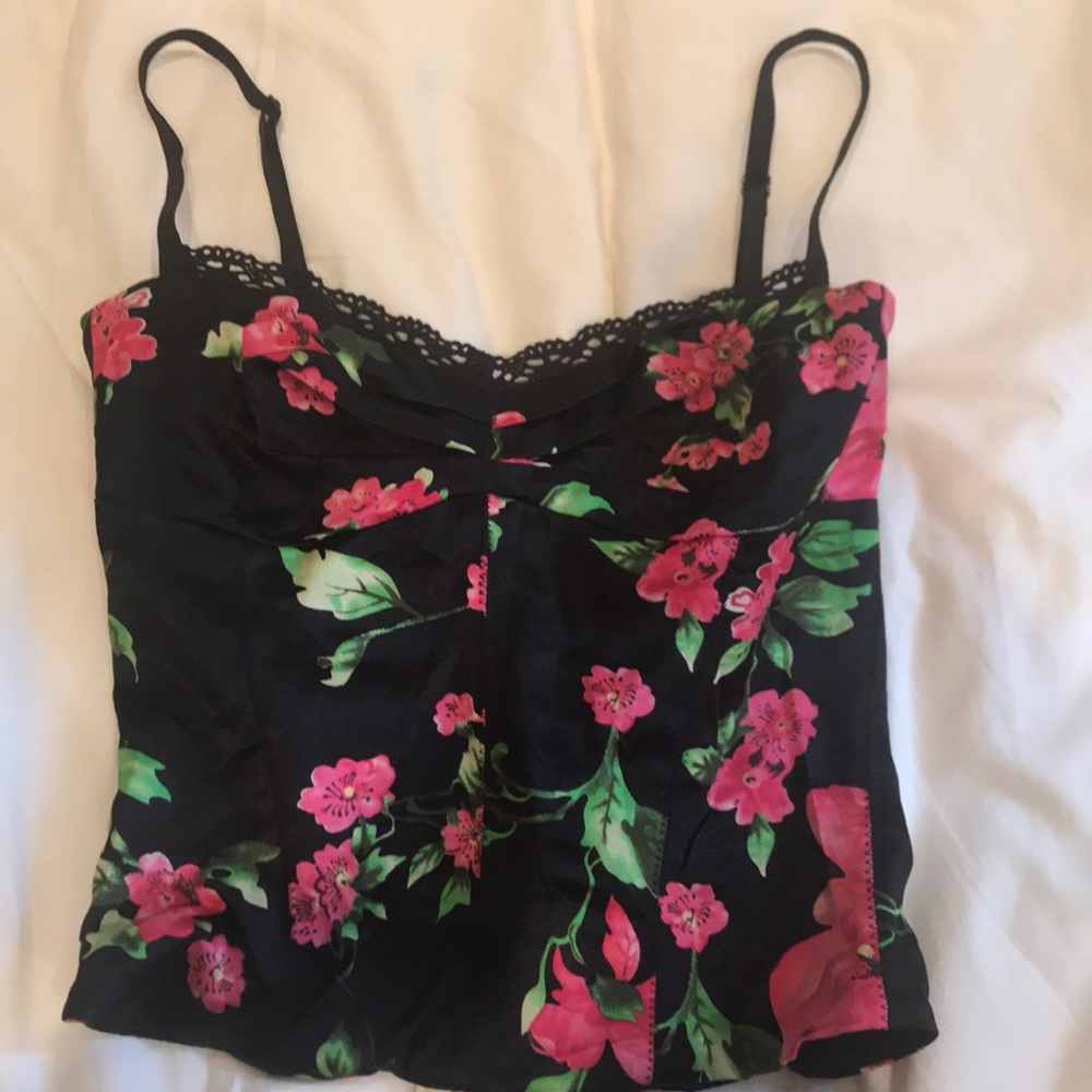 Black floral boustier